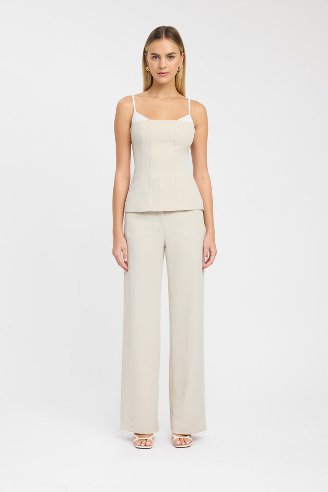 side Ariel Contrast Top Kookai Fitted Scoopneck Sleeveless Womens-Blouse 
