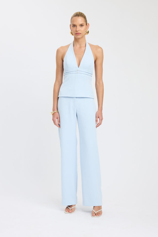side Ariel Double Belt Top Kookai Fitted Plungeneck Sleeveless Womens-Blouse 