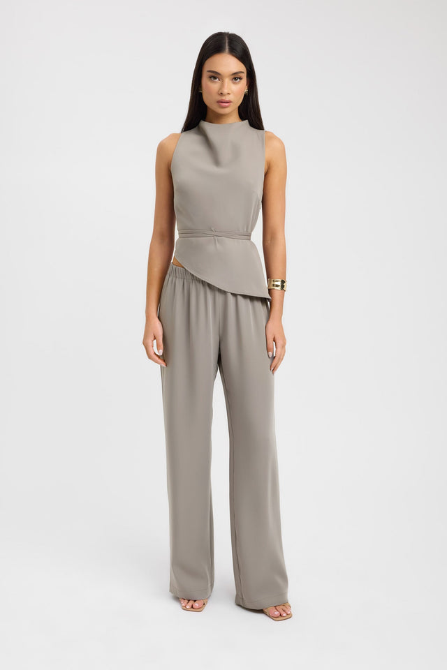 side Maria High Cowl Top Kookai Fitted Highneck Sleeveless Womens-Blouse 