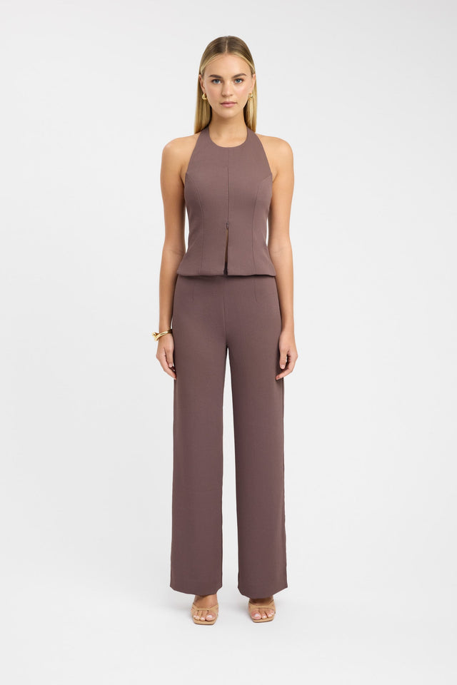 front Oyster Pants Kookai relaxed High-rise black womens-regular-pants 