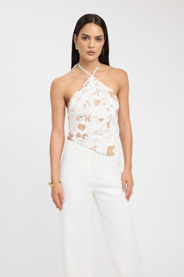 side Sandi Tie Top Kookai Fitted Sleeveless Womens-Blouse 