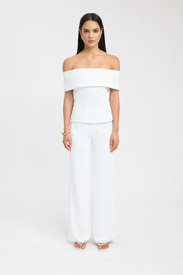 side Oyster Off Shoulder Top Kookai Fitted Straight Short sleeves Womens-Blouse 