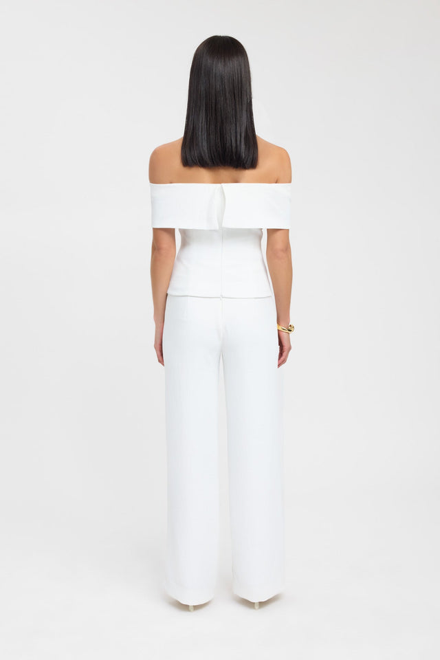 back Oyster Off Shoulder Top Kookai Fitted Straight Short sleeves Womens-Blouse 