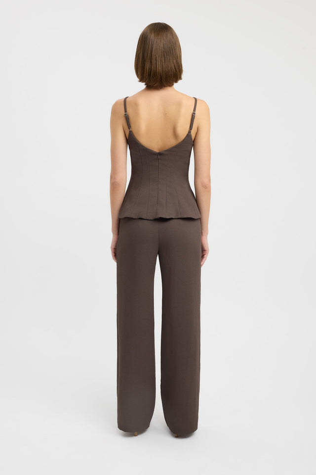 back Oyster Seam Top Kookai Fitted Sweetheart Sleeveless Womens-Blouse 