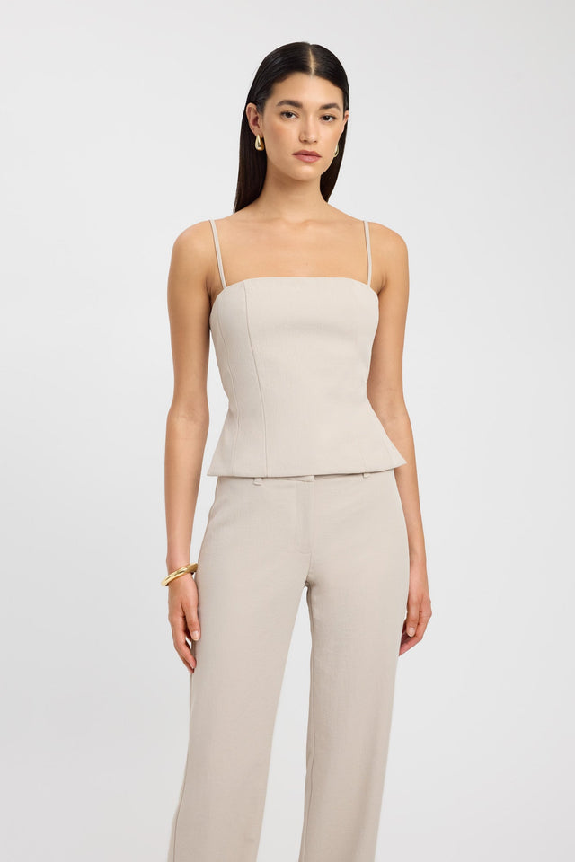 front Ariel Clasp Back Top Kookai Fitted Squareneck Sleeveless Womens-Blouse 