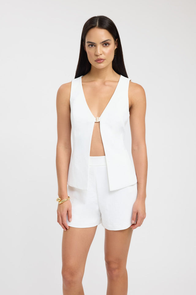 back Ariel Vee Top Kookai Relaxed V-neck Sleeveless Womens-Blouse 