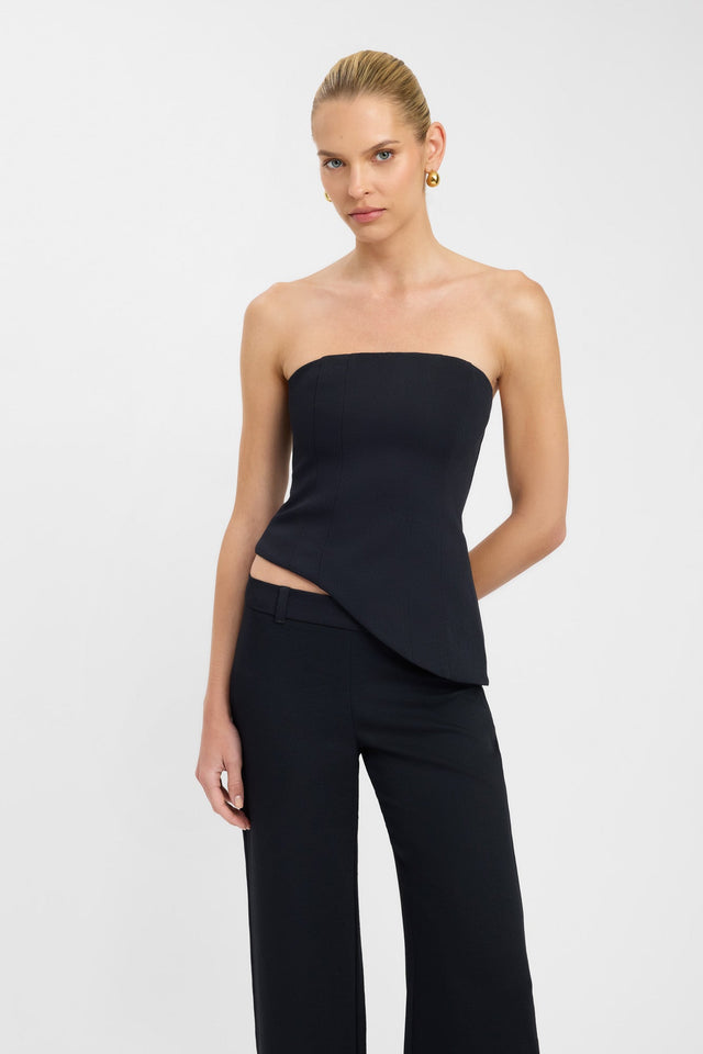 front Oyster Curve Corset Kookai Fitted Straight Sleeveless Womens-Blouse 