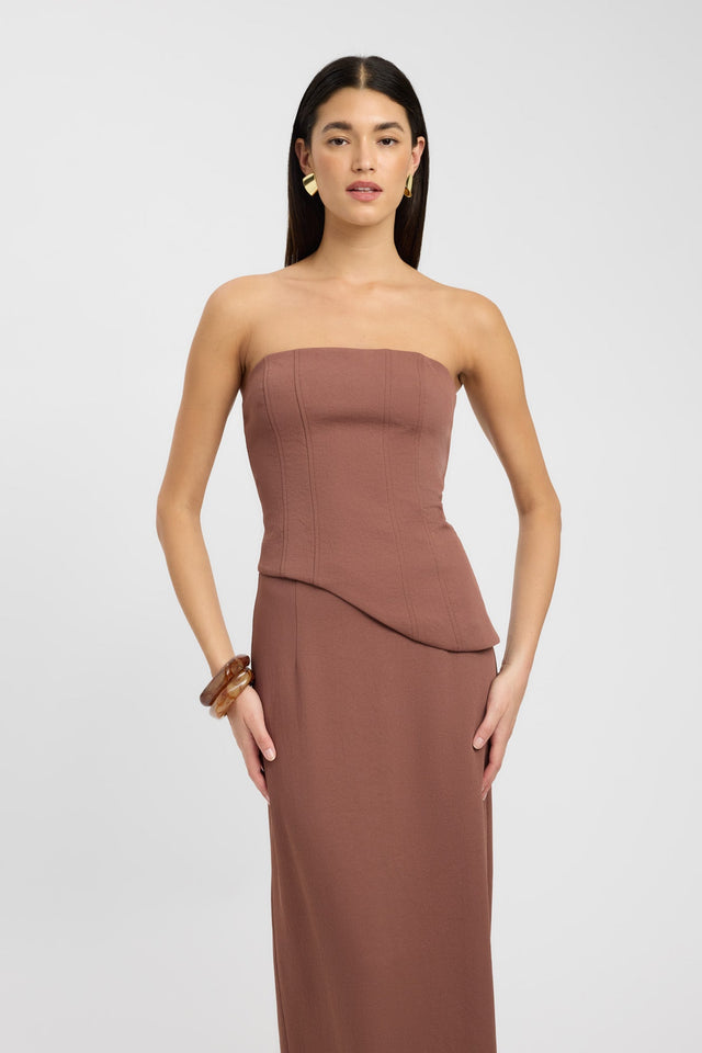 front Oyster Curve Corset Kookai Fitted Straight Sleeveless Womens-Blouse 