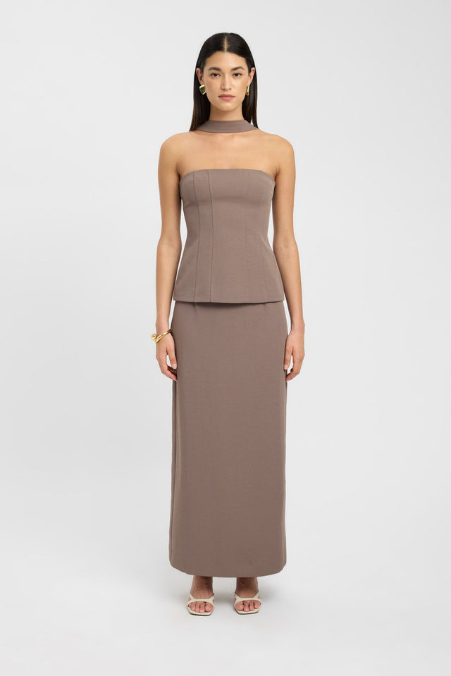 front Ariel Midi Skirt Kookai Straight Maxi grey womens-skirts 