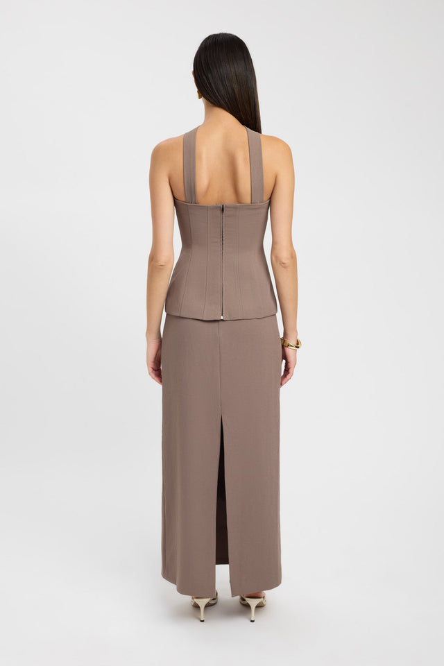 back Ariel Midi Skirt Kookai Straight Maxi grey womens-skirts 