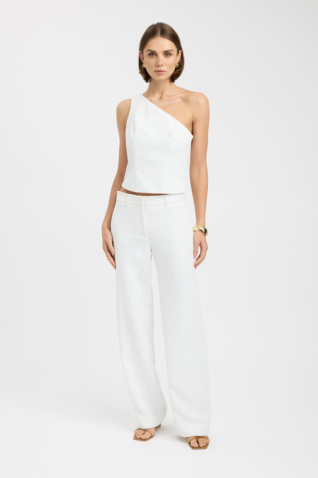 front Ariel One Shoulder Top Kookai Fitted Asymmetry Sleeveless Womens-Blouse 