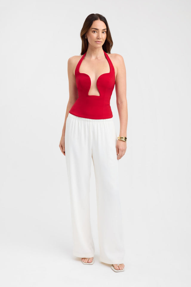 front Alto Low Cut Top Kookai Fitted Plungeneck Sleeveless Womens-Blouse 