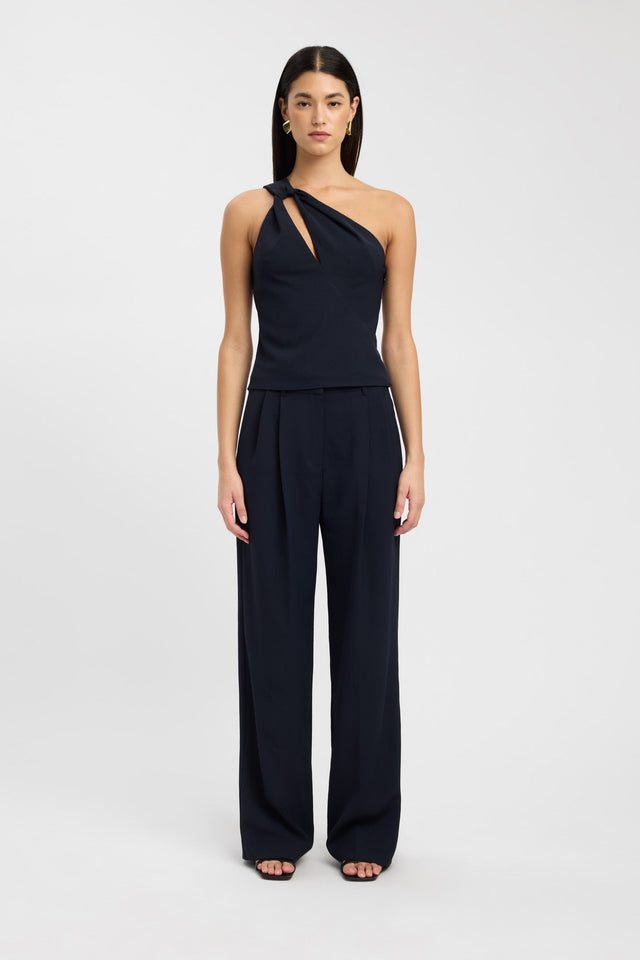 side Opal Knot Top Kookai Fitted Asymmetry Sleeveless Womens-Blouse 