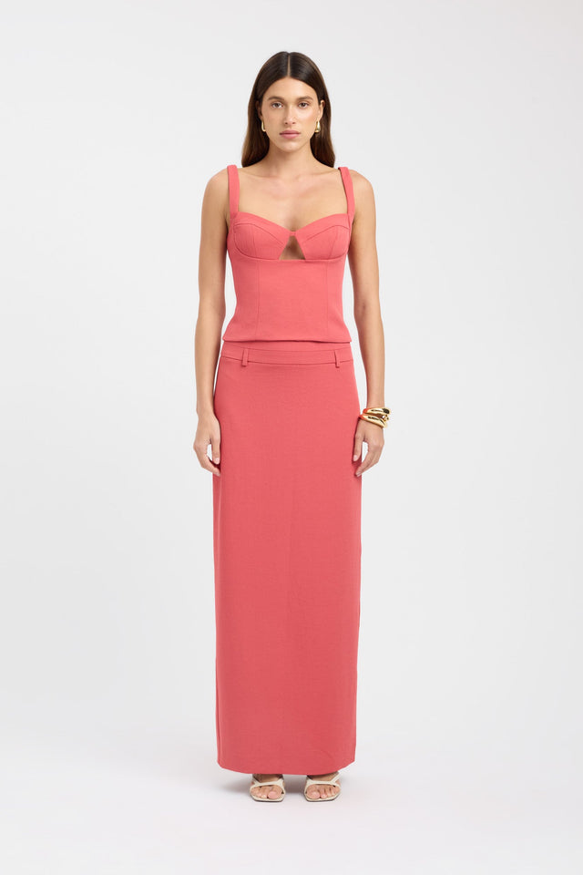 side Ariel Low Rise Maxi Skirt Kookai Straight Maxi beige womens-skirts 