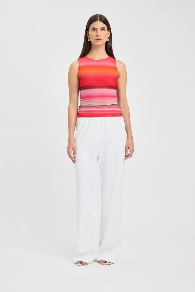 side Rae Stripe Tank Kookai Fitted Roundneck Sleeveless Womens-Blouse 