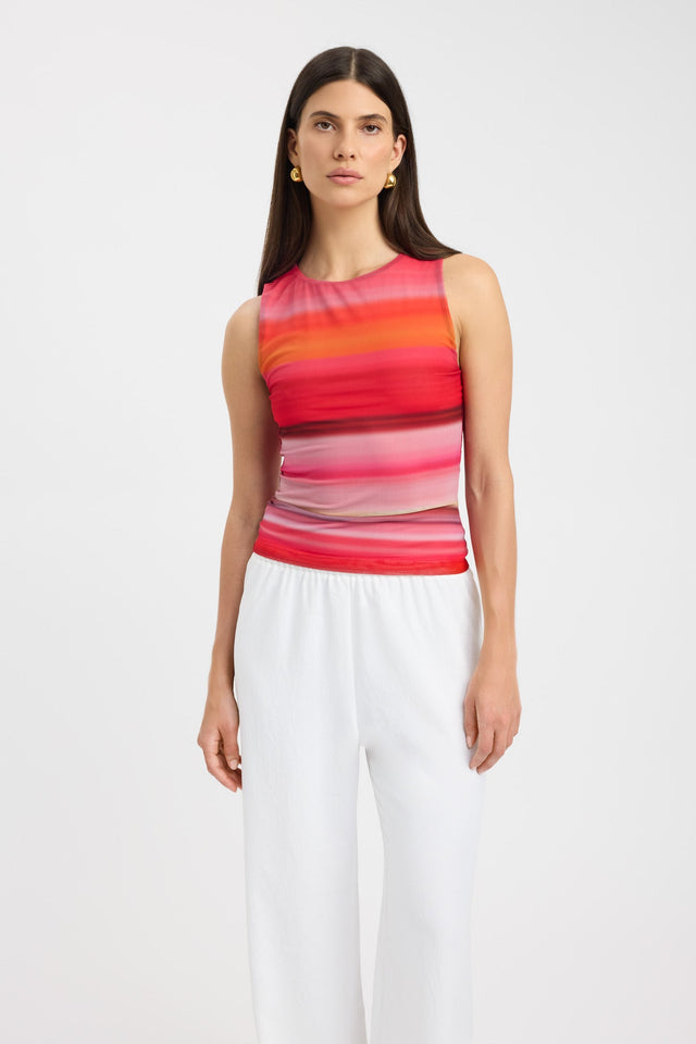 front Rae Stripe Tank Kookai Fitted Roundneck Sleeveless Womens-Blouse 