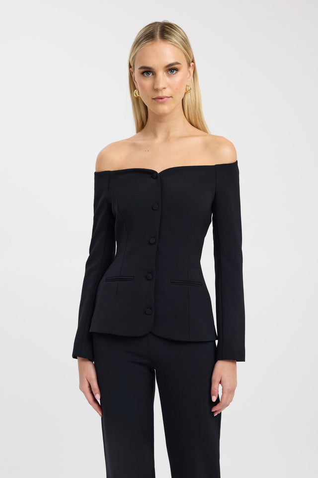 front Alto Curve Top Kookai Fitted Sweetheart Long sleeve Womens-Blouse 