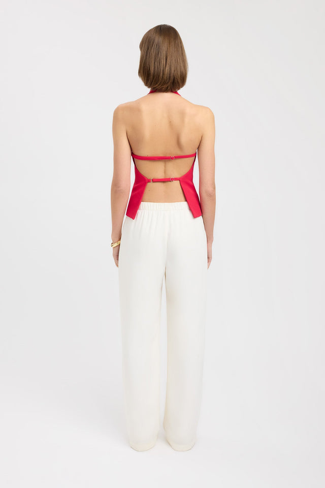 back Ariel Deep Vee Top Kookai Fitted V-neck Sleeveless Womens-Blouse 