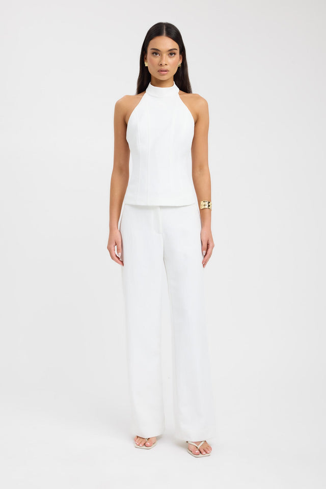 side Ariel Halter Top Kookai Fitted Highneck Sleeveless Womens-Blouse 