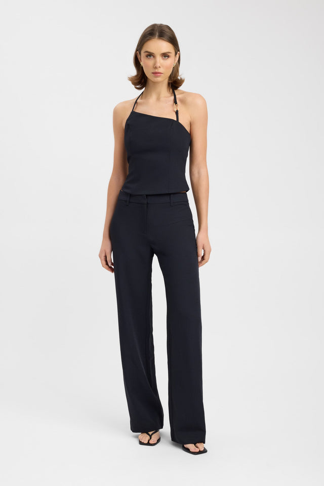 front Ariel Trim Top Kookai Fitted Asymmetry Sleeveless Womens-Blouse 