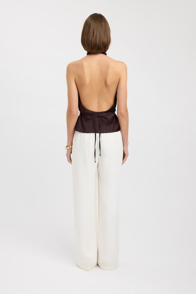 back Palermo Tie Top Kookai Relaxed Cowlneck Sleeveless Womens-Blouse 