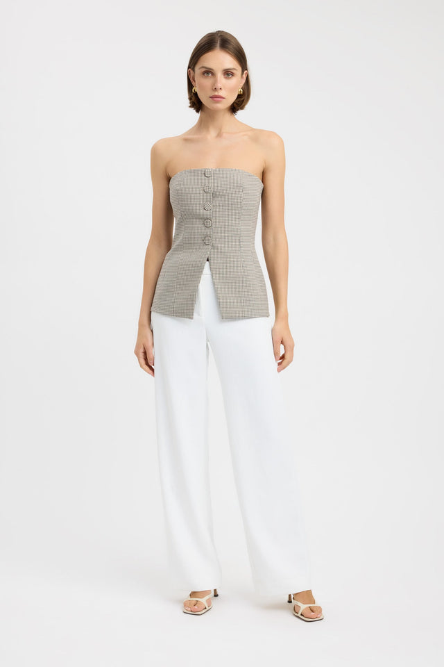 front Denver Strapless Button Top Kookai Fitted Straight Sleeveless Womens-Blouse 
