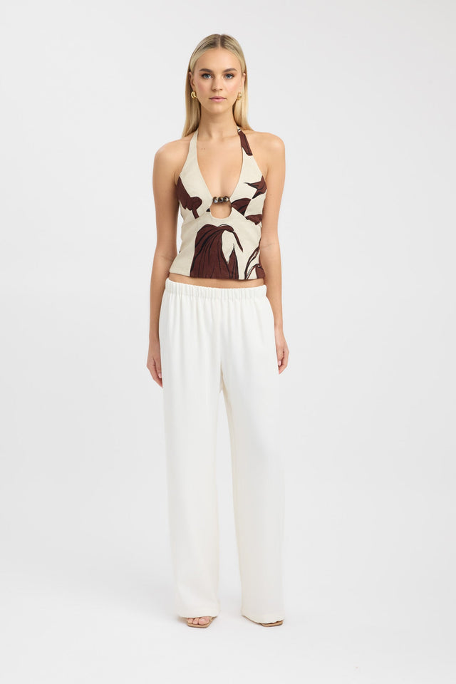 front Autumn Bead Halter Top Kookai Fitted Plungeneck Sleeveless Womens-Blouse 