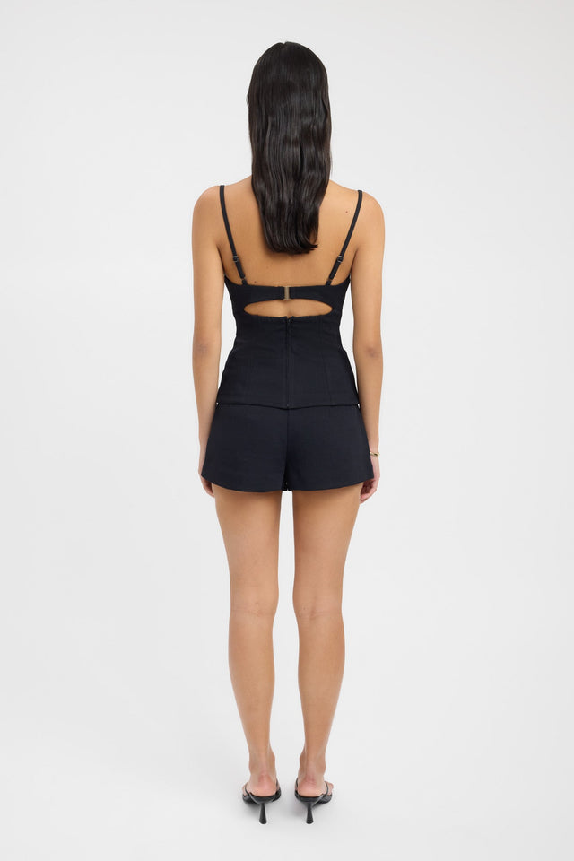 back Oyster Bra Top Kookai Fitted Sweetheart Sleeveless Womens-Blouse 