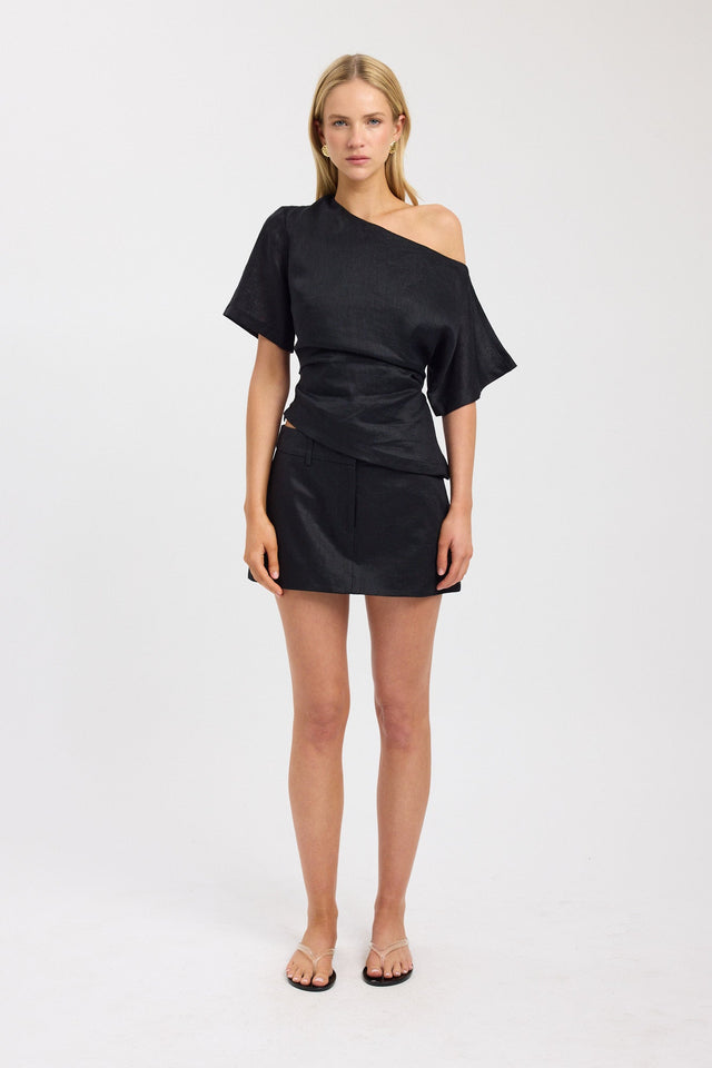 front Tahiti Asymmetric Top Kookai Relaxed Straight Short sleeves Womens-Blouse 