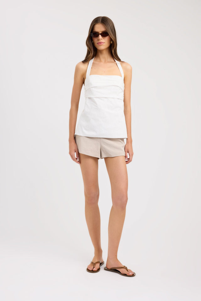 front Drew Halter Top Kookai Fitted Squareneck Sleeveless Womens-Blouse 