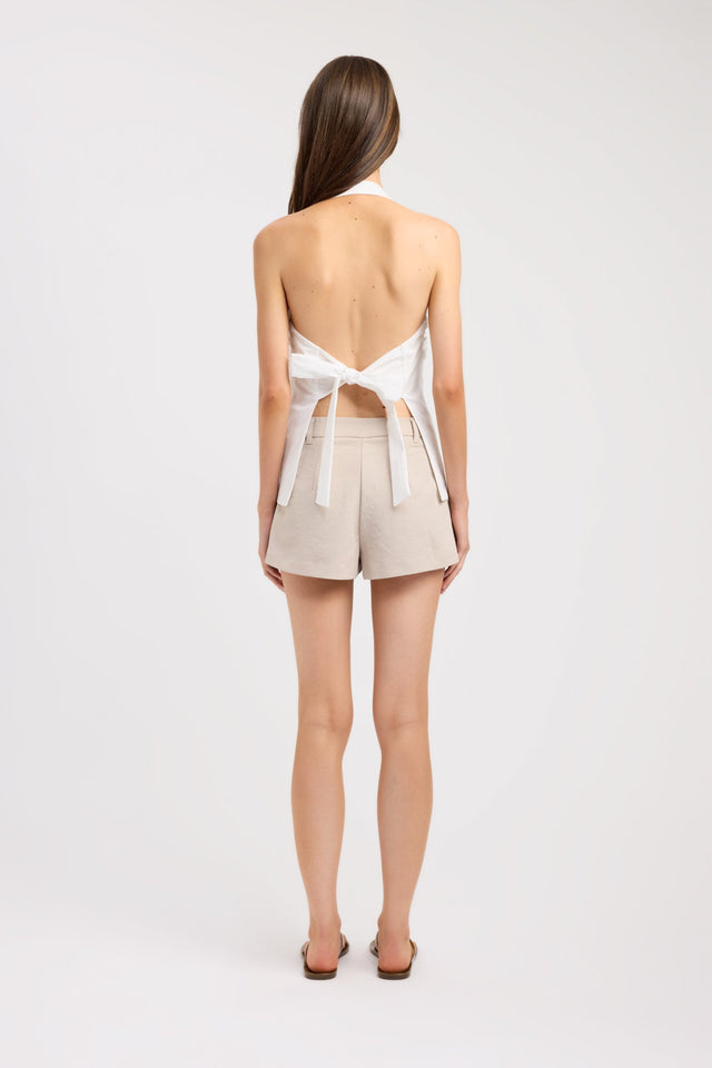 back Drew Halter Top Kookai Fitted Squareneck Sleeveless Womens-Blouse 