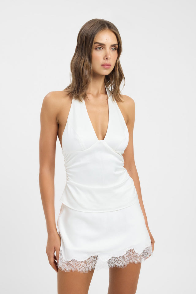 front Palermo Top Kookai Fitted Plungeneck Sleeveless Womens-Blouse 
