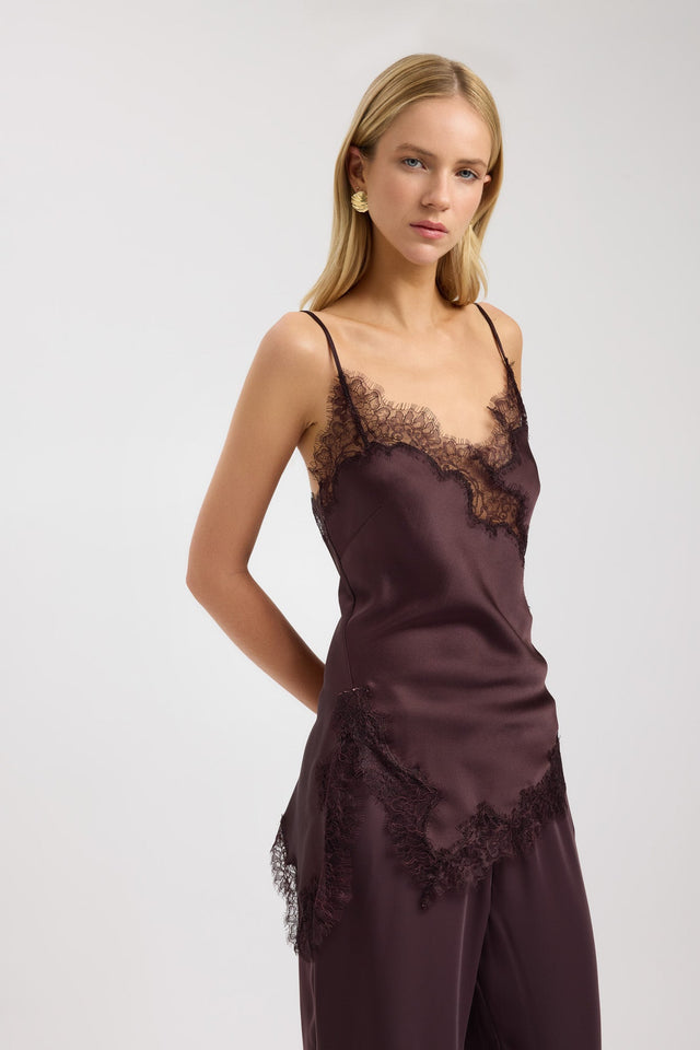 side Palermo Lace Top Kookai Relaxed Cowlneck Sleeveless Womens-Blouse 