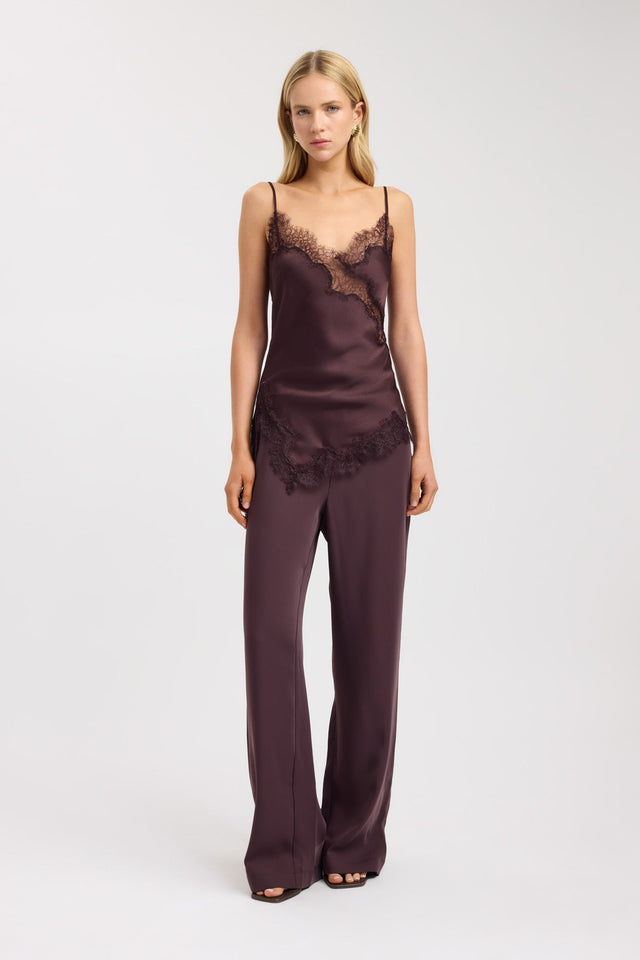 front Palermo Lace Top Kookai Relaxed Cowlneck Sleeveless Womens-Blouse 