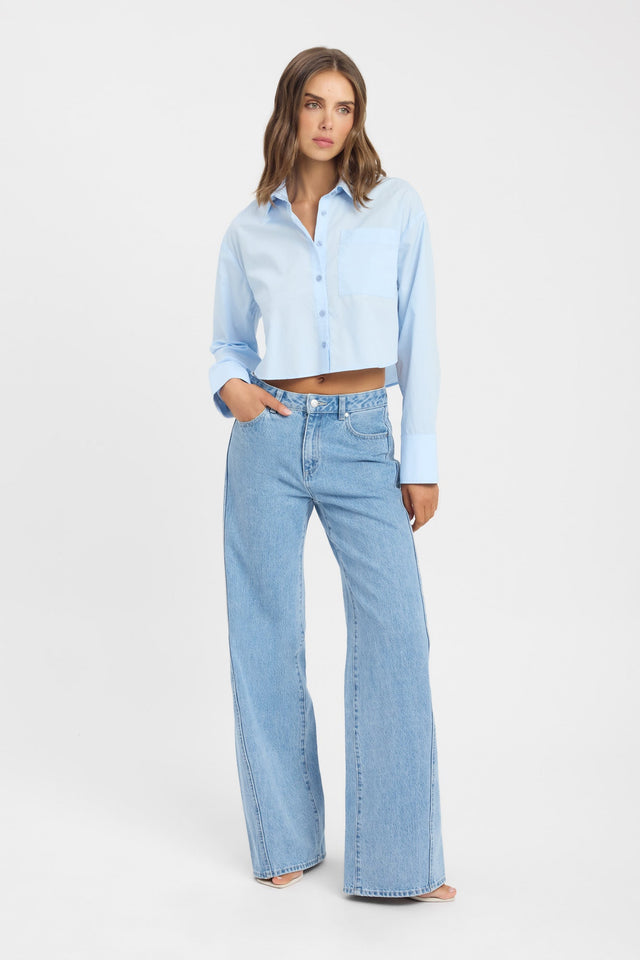 side Freddy Boxy Long Sleeve Shirt Kookai Relaxed V-neck Long sleeve Womens-Blouse 