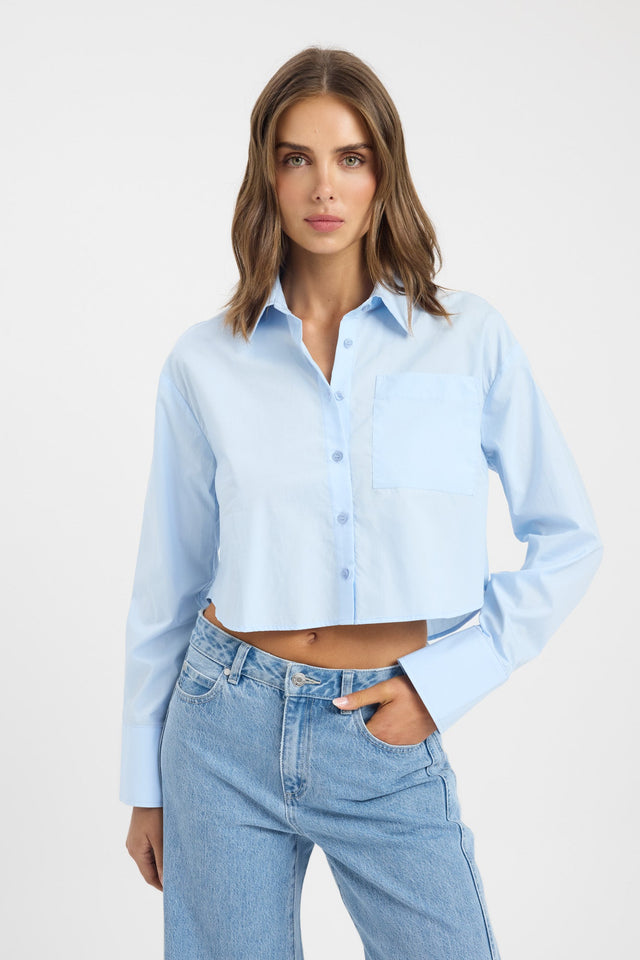 front Freddy Boxy Long Sleeve Shirt Kookai Relaxed V-neck Long sleeve Womens-Blouse 