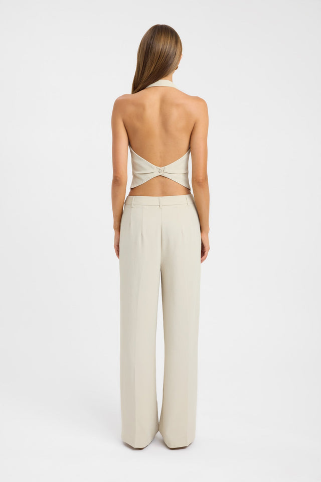back Opal Deep Vee Halter Top Kookai Fitted Plungeneck Sleeveless Womens-Blouse 