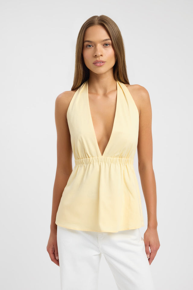front Solana Plunge Top Kookai Fitted Plungeneck Sleeveless Womens-Blouse 