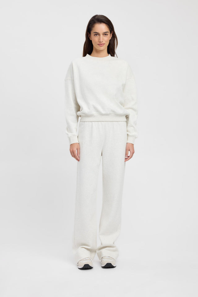 side Tatum Cropped Sweater Kookai Round neck Relaxed beige womens-jumpers 