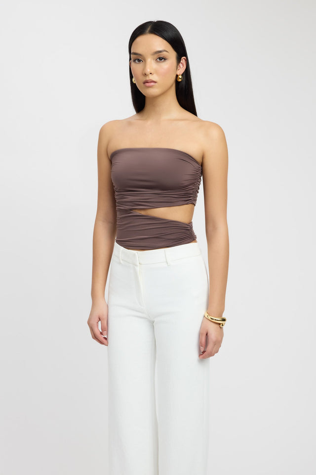 front Cece Strapless Top Kookai Fitted Straight Sleeveless Womens-Blouse 