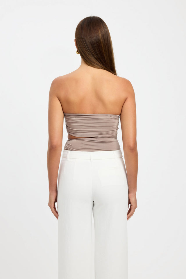 front Cece Strapless Top Kookai Fitted Asymmetry Sleeveless Womens-Blouse 