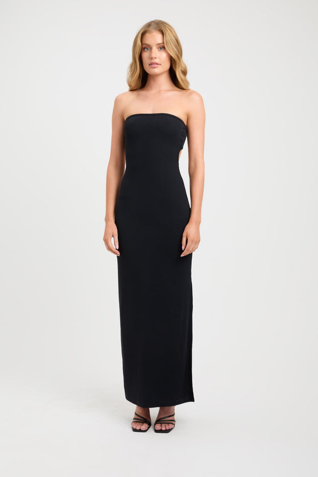 front Adrien Dress Kookai Bodycon Maxi Fitted Straight black womens-dresses 