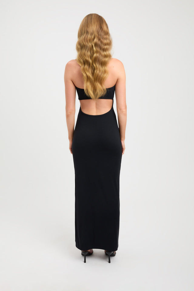 back Adrien Dress Kookai Bodycon Maxi Fitted Straight black womens-dresses 