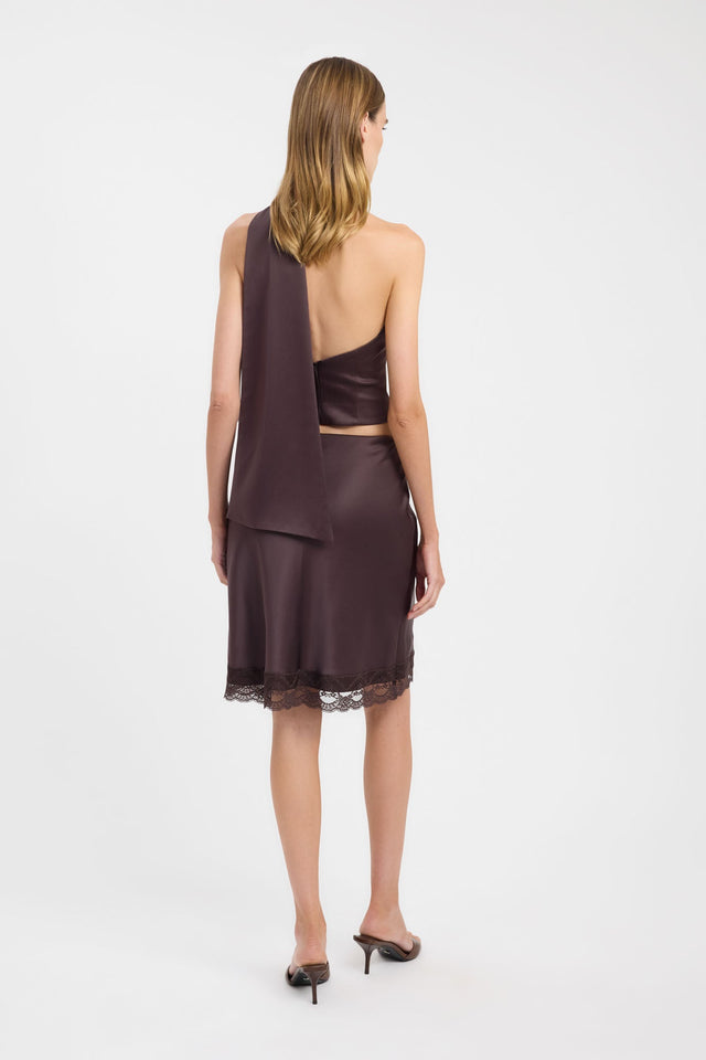 Designed with elegance the Palermo Scarf Top womens-blouse in brown fitted v-neck sleeveless back
