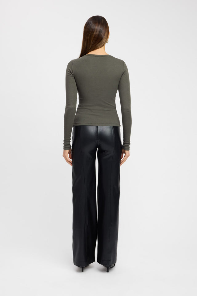 back Bec Button Top Kookai Relaxed Roundneck Long sleeve Womens-Blouse 
