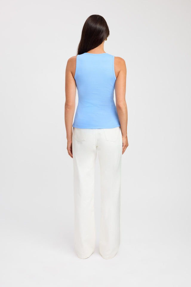 front Tasha Top Kookai Fitted Boatneck Sleeveless Womens-Blouse 