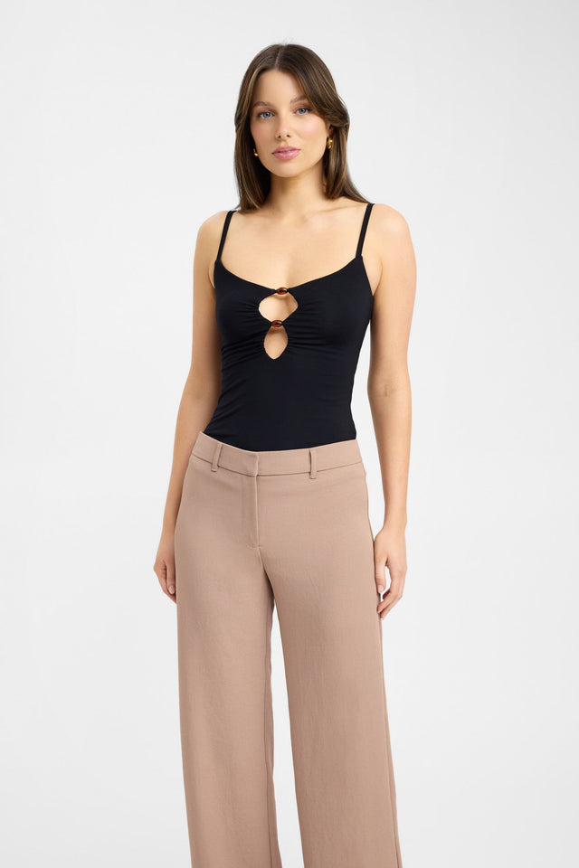 front Maddy Bead Top Kookai Fitted Thin strap V-neck womens-singlets 