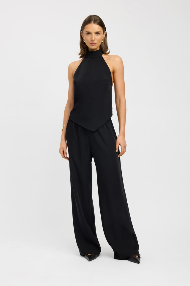 front Maria Halter Tie Top Kookai Fitted Highneck Sleeveless Womens-Blouse 