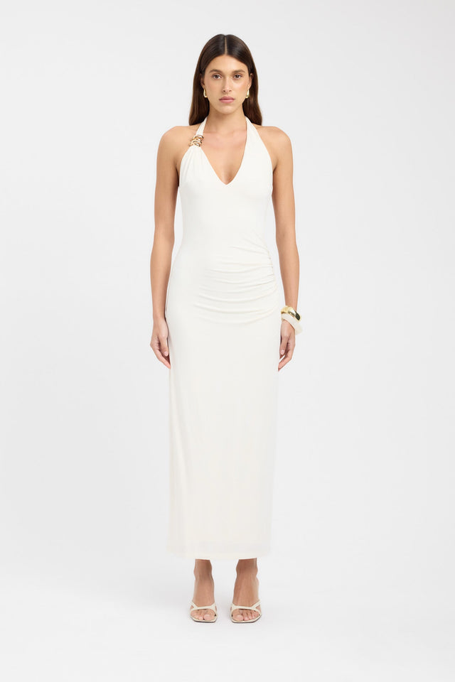 front Polly Maxi Dress Kookai Bodycon Maxi Fitted Plungeneck black womens-dresses 