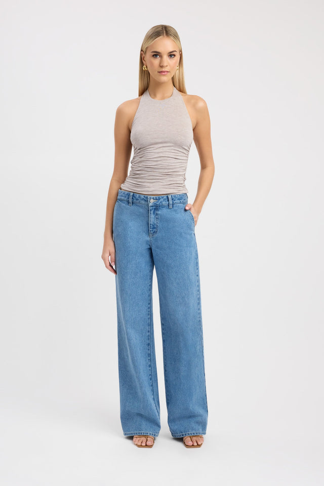 side Violet Top Kookai Fitted Roundneck Sleeveless Womens-Blouse 